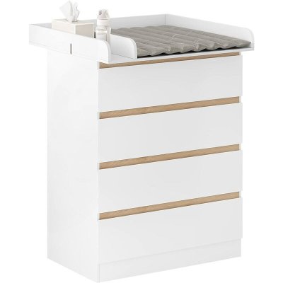 Commode pour bébé WOLTU 80 x 75 x 109,2 cm - Table à langer - 4 tiroirs - Blanc