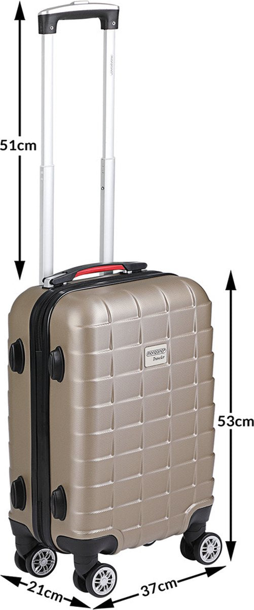 Valise cabine Monzana Exopack 41 litres - 53 x 37 x 21 cm - Coque rigide avec serrure TSA et 4 roulettes doubles pivotantes - Champagne
