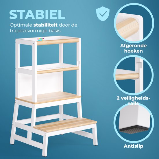 Tour d'apprentissage Spielwerk - à partir de 2 ans, tableau noir jusqu'à 100 kg - blanc pin