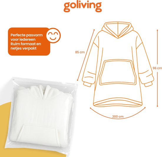 Couverture polaire Goliving - À capuche - À manches - Blanche