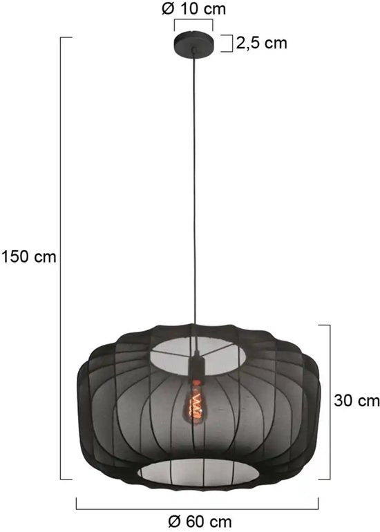 Anne Lighting - suspension - Sable - noir - lin et métal - Ø 60 cm - E27 - 4193ZW