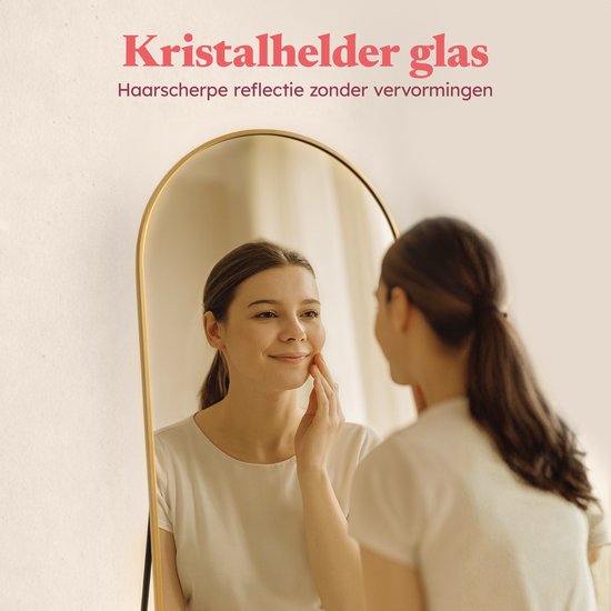 Fraay Pass Mirror 160x55cm - Standing & Hanging - Minimalist Wall Mirror - Standing Mirror - Brushed Gold