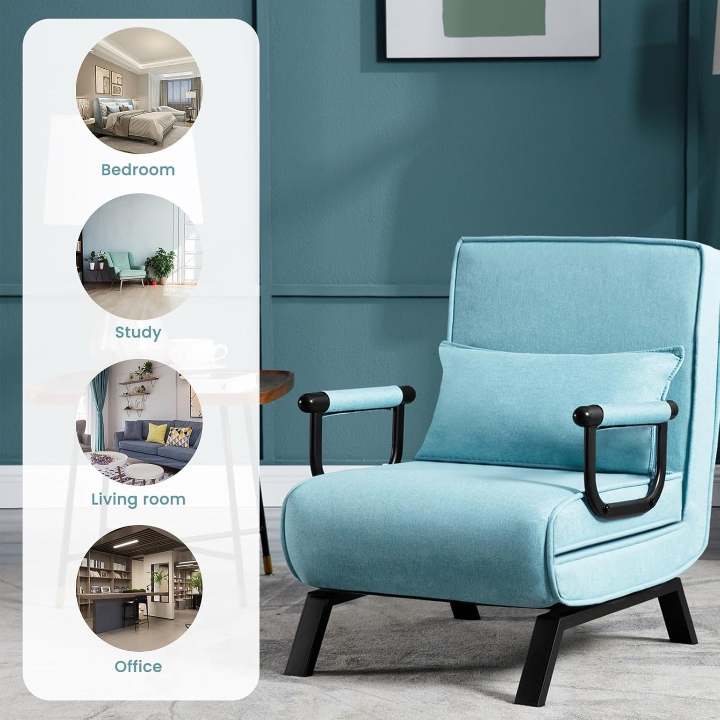 Fauteuil-lit 3-en-1 WOLTU - Lit d'appoint - Bleu - 65 x 75 x 78 cm