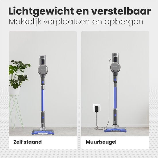 Aspirateur Balai - Auronic - Sans fil - Sans sac -Double batterie - Filtre HEPA lavable - 220 W - Gris/Bleu
