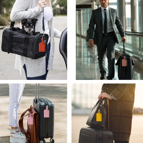 EverNeeds Etiquette de bagage - Etiquette de bagage pour valises - Etiquettes de bagage - Cuir PU - Orange - 2 pièces