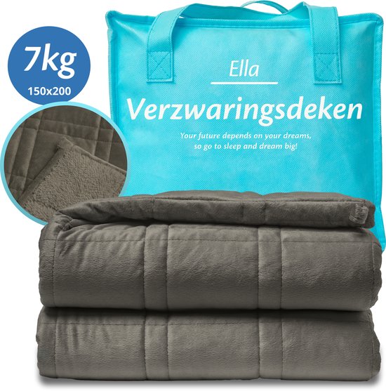 Couverture lestée Ella 7 kg - Couverture lestée en velours et polaire Sherpa OEKO-TEX - Couverture lestée 150 x 200cm - Couverture lestée - Gris