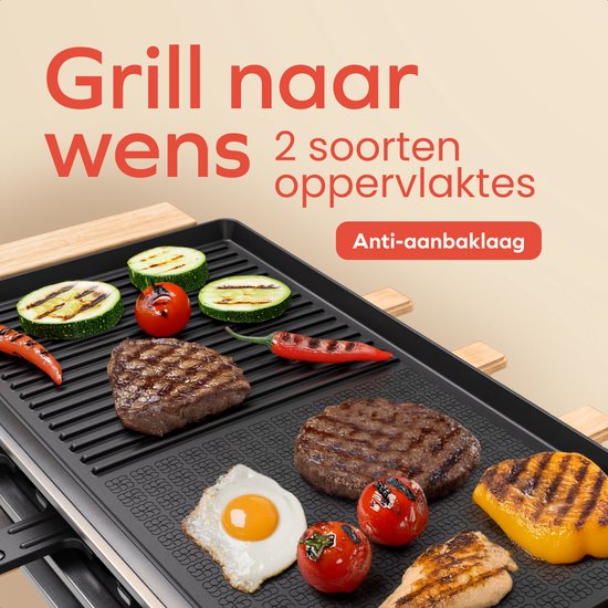 KitchenBrothers Gourmet Set - 950W - Assiette Gourmet 8 personnes - Set avec casseroles et spatules - 46,5 x 23 cm - Bois/Noir