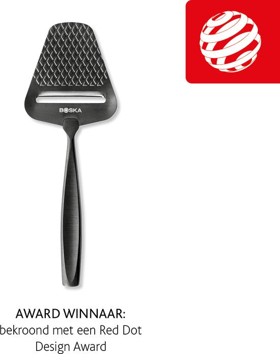 Boska Trancheur de fromage Monaco+ foncé - Trancheur de fromage design - Trancheur de fromage à pâte dure - Trancheur de fromage foncé - acier inoxydable - Trancheur de fromage lavable au lave-vaisselle - Conseil cadeau - Ustensiles de cuisine - Accessoir