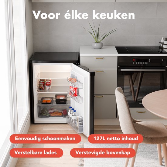 KitchenBrothers Réfrigérateur - 127L - Glacière - Tabletop - Frigo - Freestanding - Noir