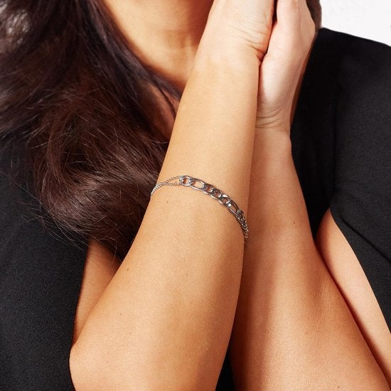 Laura Ferini Ladies Bracelet Prego Silver - Bracelet à maillons en argent - plaqué or blanc 18K - Bijoux - Accessoires - Bijoux - Bracelet Femme