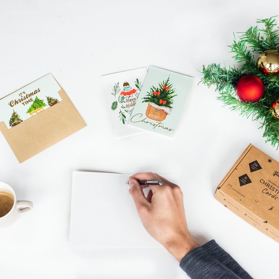 Partizzle 24x Luxury Christmas Cards with Envelopes Set - Send Fun Greeting Cards - Postcards Christmas 2024 - 15x10 cm