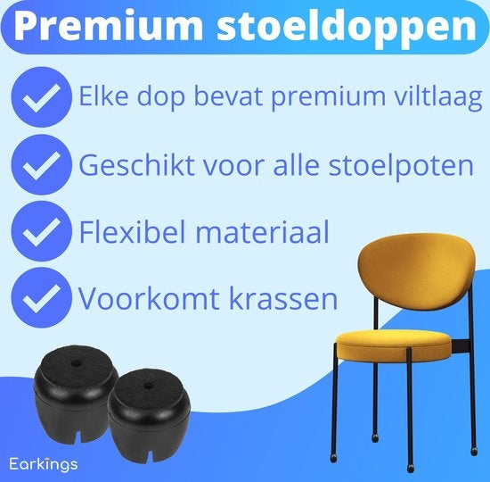 Protecteurs de pieds de chaises Protecteur de sol Ø17-21 mm - Capuchons de pieds de chaises Capuchons de meubles 24 pièces - Capuchons de chaises ronds Protecteur de sol Chaises - Earkings Black