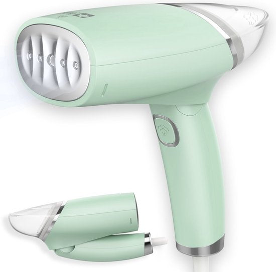 Défroisseur à vêtements Goliving - Défroisseur à main pour vêtements/textiles/tissu - Fer à vapeur - Nettoyeur vapeur à main - Défroisseur à main - Pliable - Pochette de voyage incluse - Vert