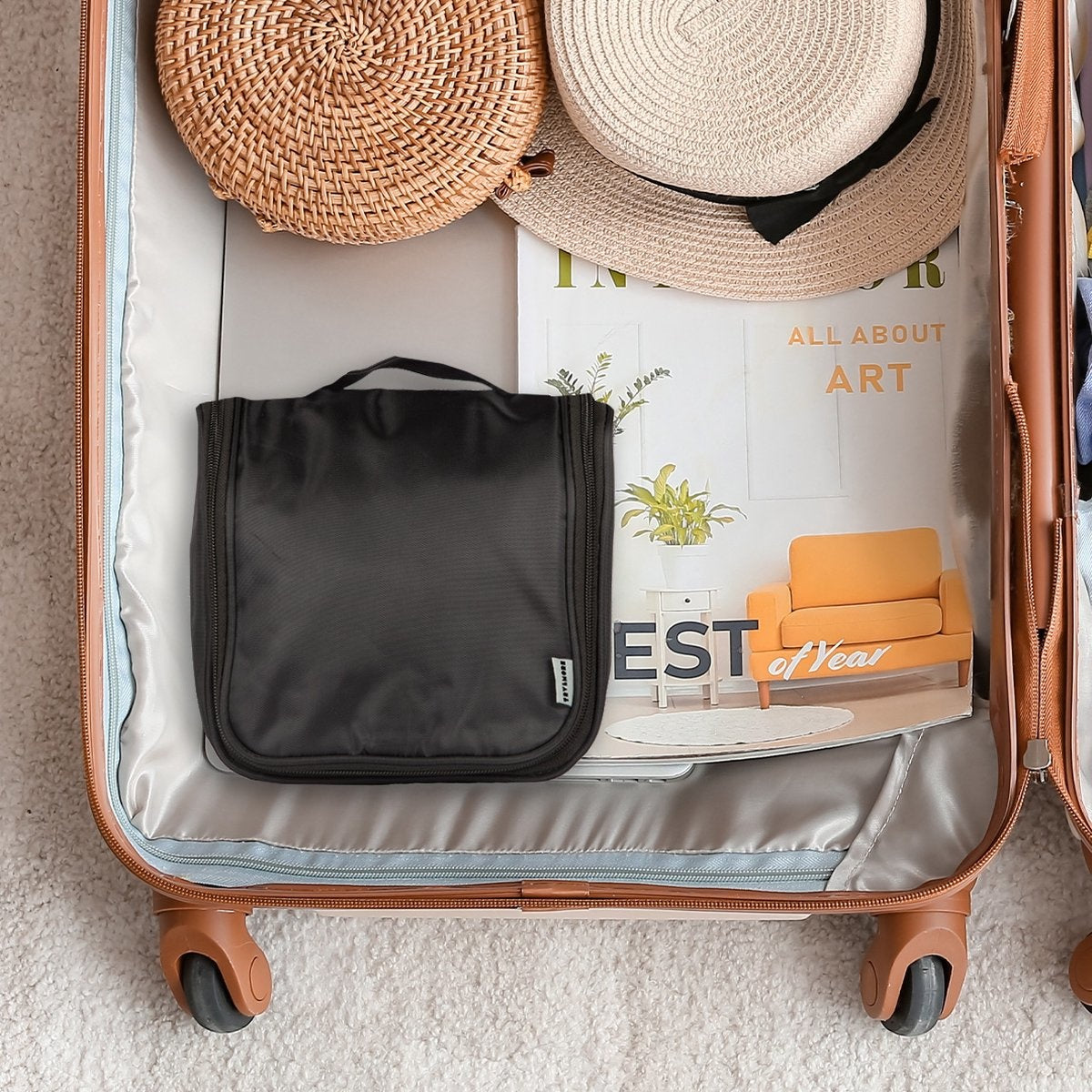 TRVLMORE Trousse de toilette voyage - trousse de maquillage - Suspension avec crochet - Unisexe - Noir