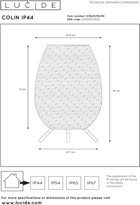 Lucide COLIN IP44 - Lampe de table rechargeable pour l'intérieur et l'extérieur - Batterie intégrée - LED à 3 niveaux de luminosité - 1 x 3 W, 3000 K - IP44 - Noir - Japandi