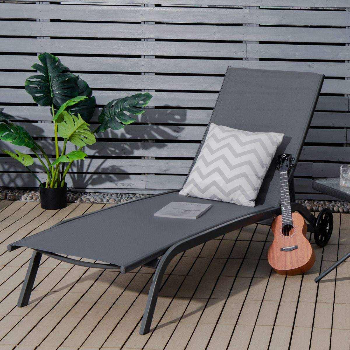 Coast Chaise longue sur roulettes -Max. 150 kg - Métal - Gris