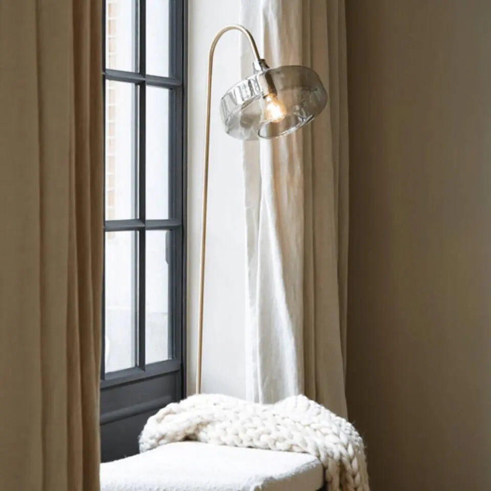 Lampadaire Solna de Light & Living - Bronze antique avec verre fumé - 45 x 29,5 x 160 cm