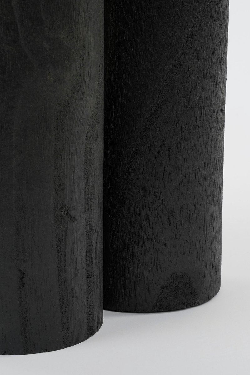 Mica Decorations Table d'appoint Latty - Ø30 x H50 cm - Bois de paulownia massif - Noir - Design industriel