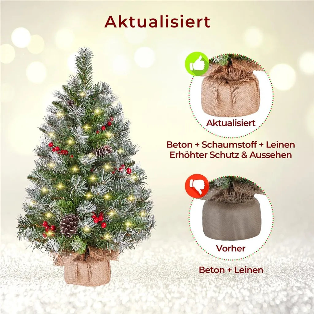 Yaheetech : lot de 2 sapins de Noël artificiels de 92 cm avec neige et LED