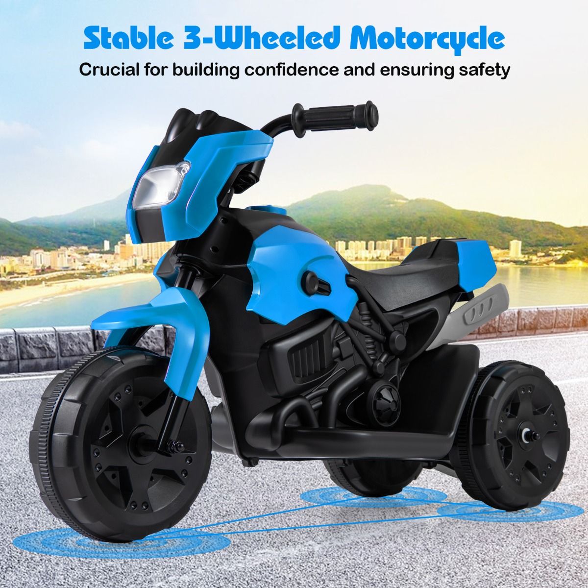 Vélo électrique pour enfants Coast 6 V - 69,5 x 32 x 47,5 cm - Bleu marine