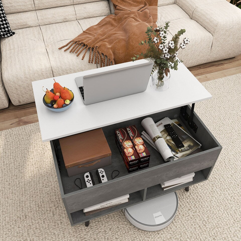 Coast Lift Top Coffee Table Grey 80x40x46 cm - Mid Century Modern with Storage