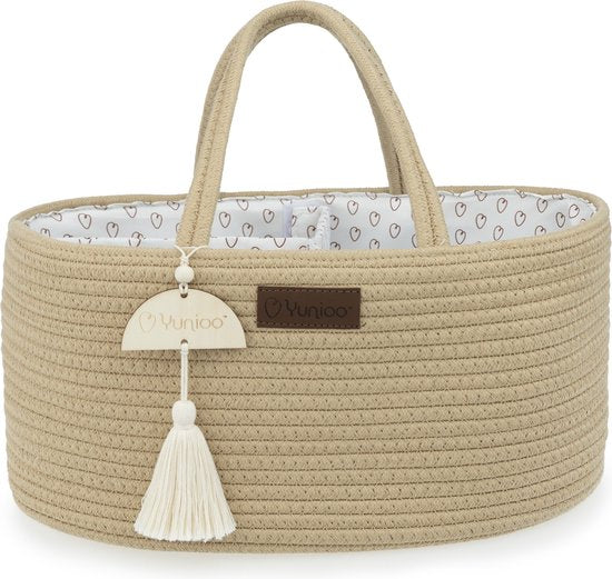 Yunioo Sac à couches et panier à langer │ Panier à couches pour accessoires de chambre de bébé │ Organisateur de couches │ Panier de rangement pour chambre de bébé │ Cadeau de maternité douche de bébé │Corbeille à jouets │ Crème