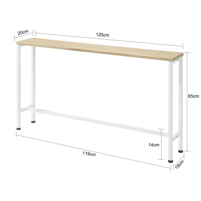 SoBuy Table console - Entrée métal - Naturel/Blanc - 120x65x20cm