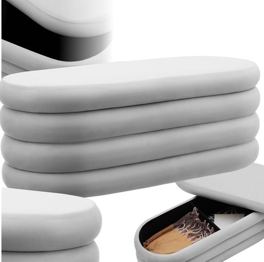 tectake® canapé rembourré Altu avec rangement - canapé élégant et pratique pour le salon, l'entrée ou la chambre à coucher - confort et fonctionnalité en un seul meuble - gris