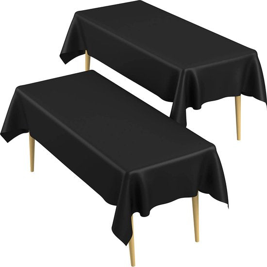Partizzle 2x Nappe en plastique jetable - Décorations d'anniversaire - Décoration de fête d'Halloween - Noël Mariage - Noir - 274 x 137 cm