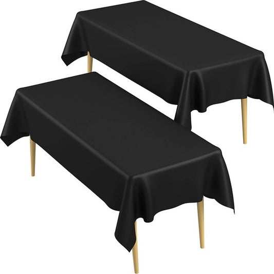 Partizzle 2x Nappe en plastique jetable - Décorations d'anniversaire - Décoration de fête d'Halloween - Noël Mariage - Noir - 274 x 137 cm