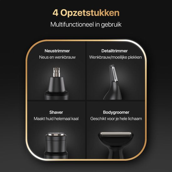 Wellshave 4 in 1 Nose Trimmer Ultimate - Tondeuse à sourcils et à poils d'oreilles tout-en-un - Tondeuse à poils de nez pour hommes - Tondeuse à sourcils