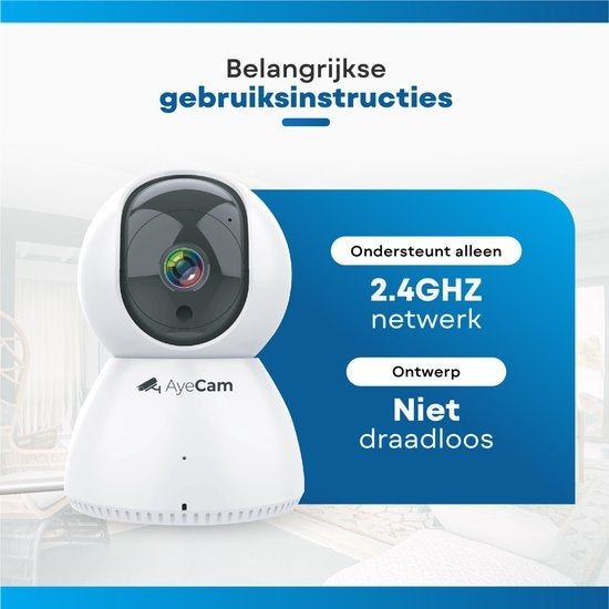 AyeCam Caméra de sécurité - Avec App - WiFi - Détecteur de mouvement - Incl. 32GB SD - Caméra de sécurité - Caméra pour animaux de compagnie