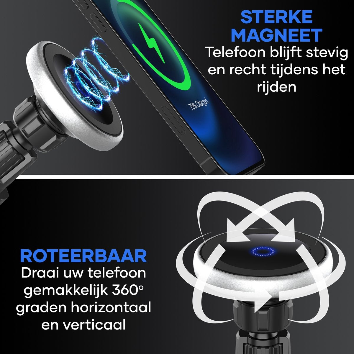 MW® MagSafe Autohouder - GSM Houder Auto - Voor iPhone 12, 13 & 14 - Magnetische Telefoonhouder Auto - MagSafe Autolader - Telefoonhouders Auto Magnetisch