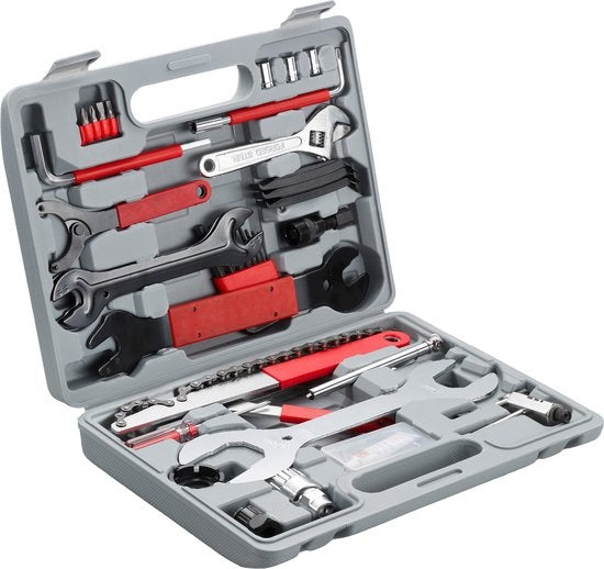tectake - Kit d'outils pour vélo - mallette de 50 pièces - gris - 403284