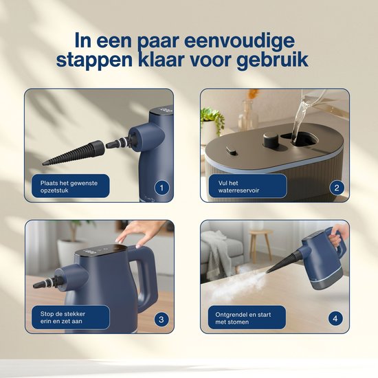 Airsteam S1 Handheld Steam Cleaner - Nettoyeur vapeur puissant de 1350W avec écran tactile - 9 accessoires - Nettoyeur de taches pour canapé, sol et fenêtres - Sécurité enfant - Réservoir d'eau de 400ML