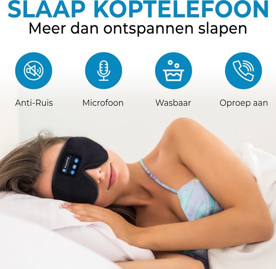 PurelyGoods® Masque de sommeil Bluetooth 5.3 - Masque de sommeil pour les yeux - 3D - 100% occultant - pour femmes et hommes