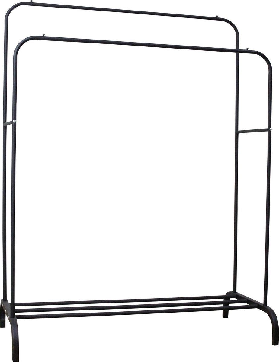 O'DADDY® Porte-manteau métal xl - porte-manteau noir - jusqu'à 25 kg par tube - double tringle à vêtements - porte-manteau avec porte-chaussures - Porte-manteau double - 110 x 54 x (130-150) cm