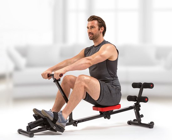 Kendox RowShaper - Rameur pour la maison - Appareil de fitness pour cardio et musculation - Rameur de fitness avec écran LCD pour l'entraînement à domicile - Chargement jusqu'à 120 kg