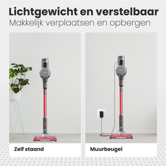 Auronic Stick hoover - Sans fil - Sans sac - Alimenté par batterie - Autonome - 220 W - Batterie supplémentaire - Gris/Rouge
