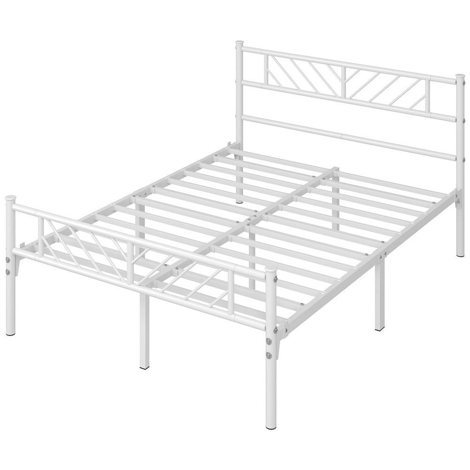 Yaheetech - Cadre de lit en métal, style minimaliste, 197,5 x 138 x 88,5 cm - Blanc
