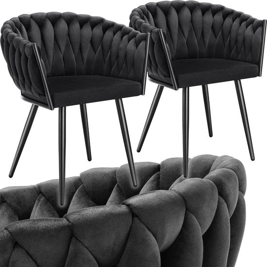 tectake® - Lot de 2 chaises de salle à manger en velours - Chaise baquet avec accoudoir en aspect bouton - Chaise de salle à manger - Chaise de salle à manger moderne pour salon et salle à manger - Chaise de cuisine - Chaise de coiffeuse - Chaise de chamb
