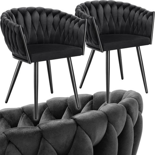 tectake® - Lot de 2 chaises de salle à manger en velours - Chaise baquet avec accoudoir en aspect bouton - Chaise de salle à manger - Chaise de salle à manger moderne pour salon et salle à manger - Chaise de cuisine - Chaise de coiffeuse - Chaise de chamb