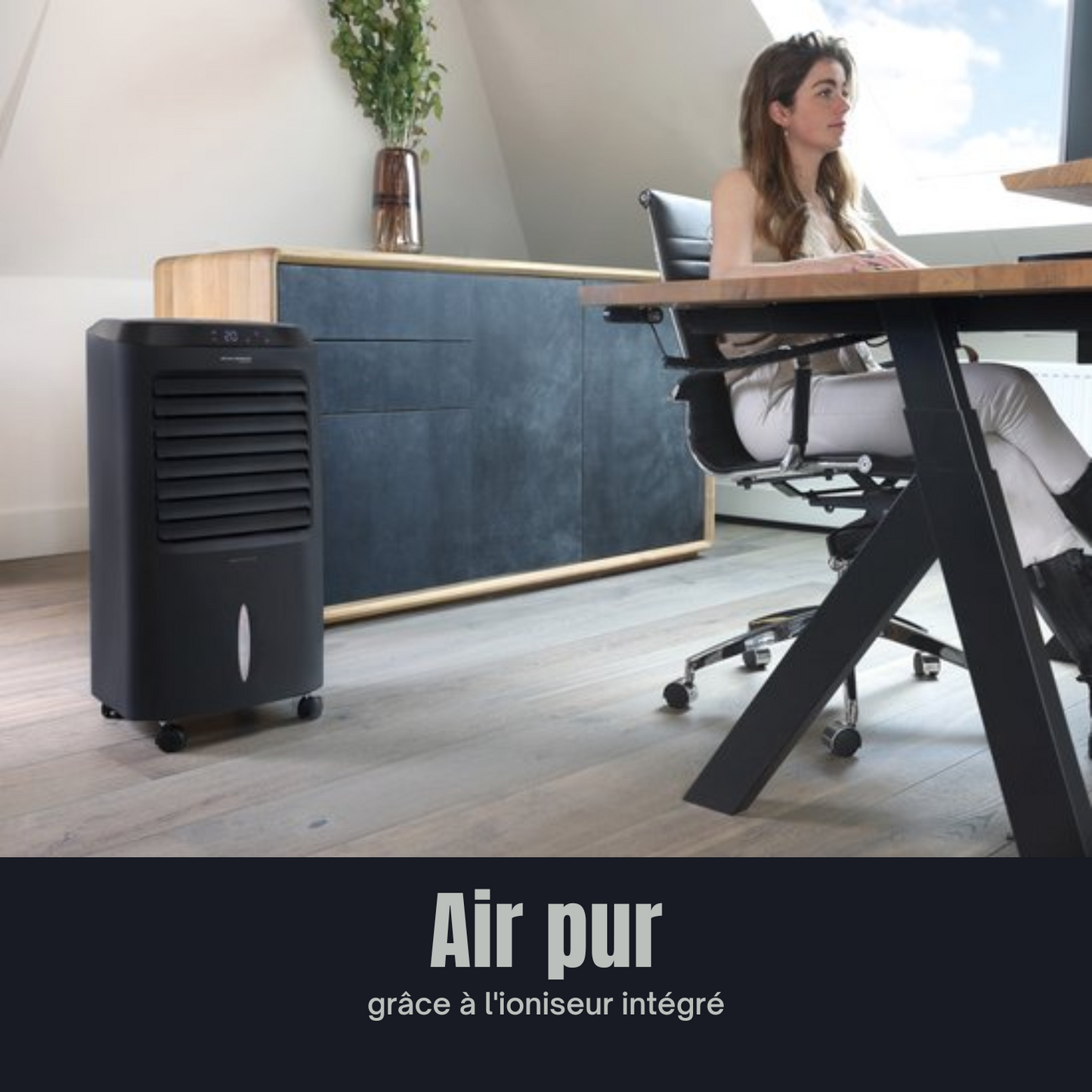 Refroidisseur d'air 3 en 1 - JAP Appliances Edmonton - Ventilateur, Ioniseur et Humidificateur - Avec télécommande et minuterie - Noir mat