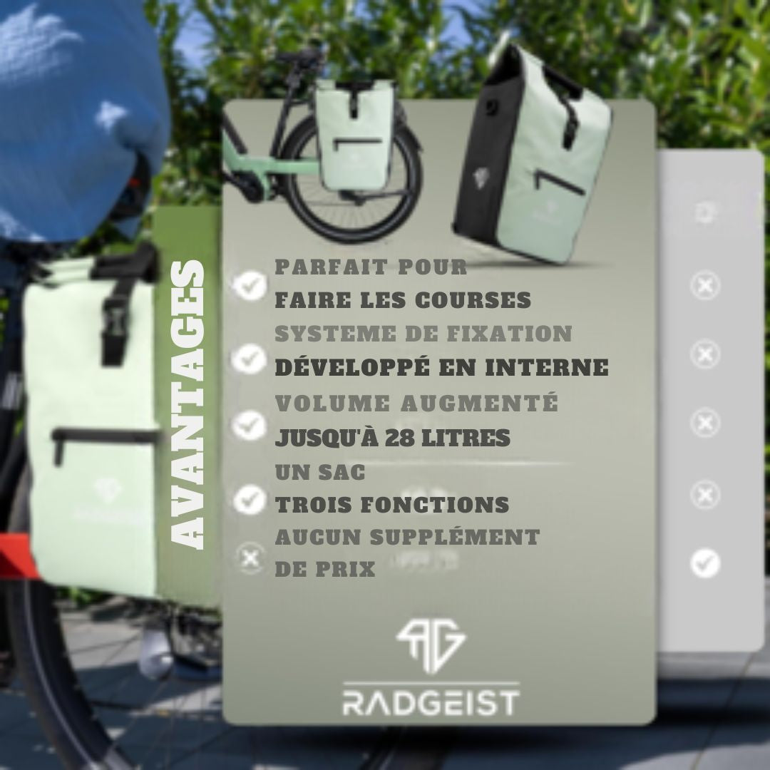 Sacoche vélo RADGEIST - 22/28 litres - vert