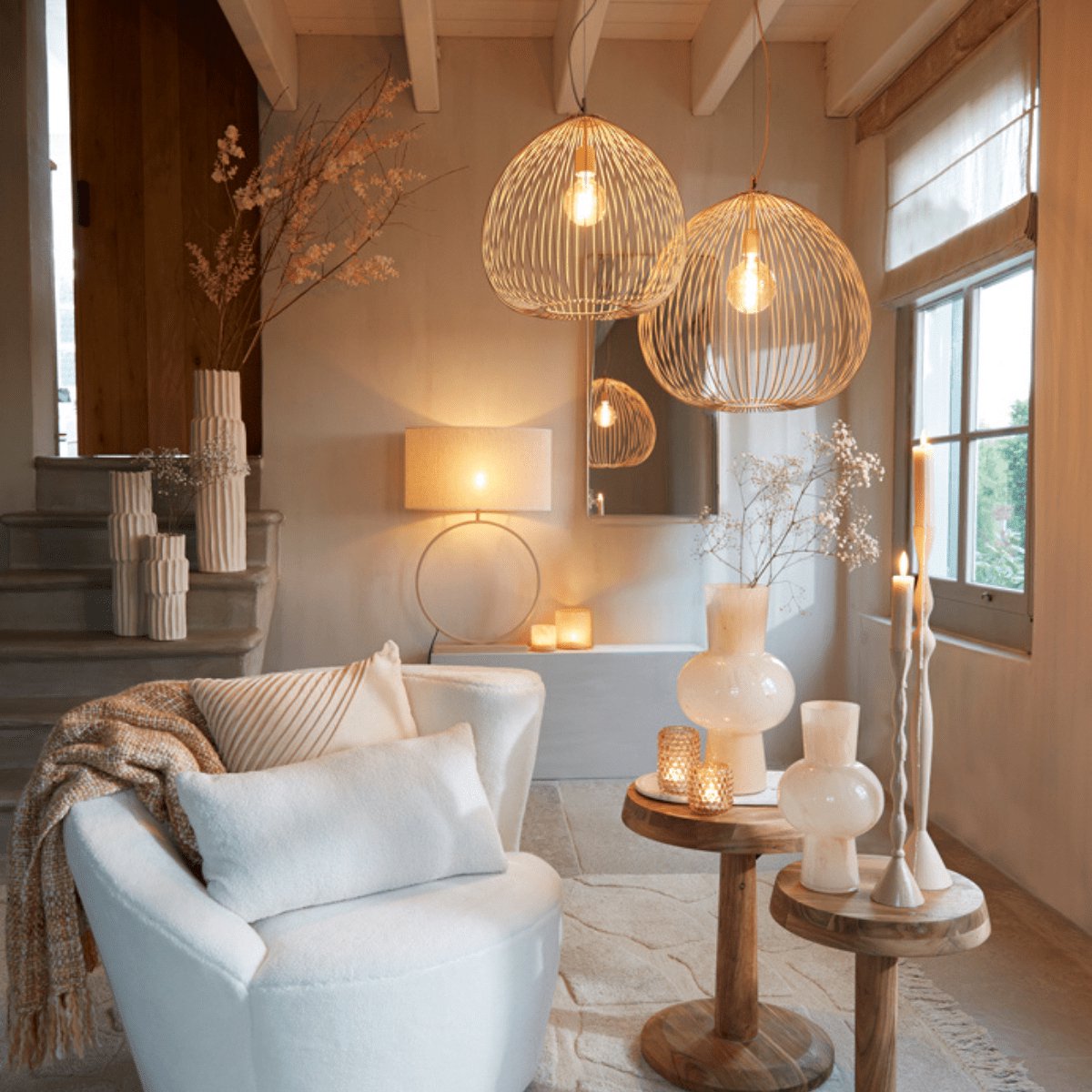 Light & Living Lampe suspendue Rilana Ø56cm - Beige