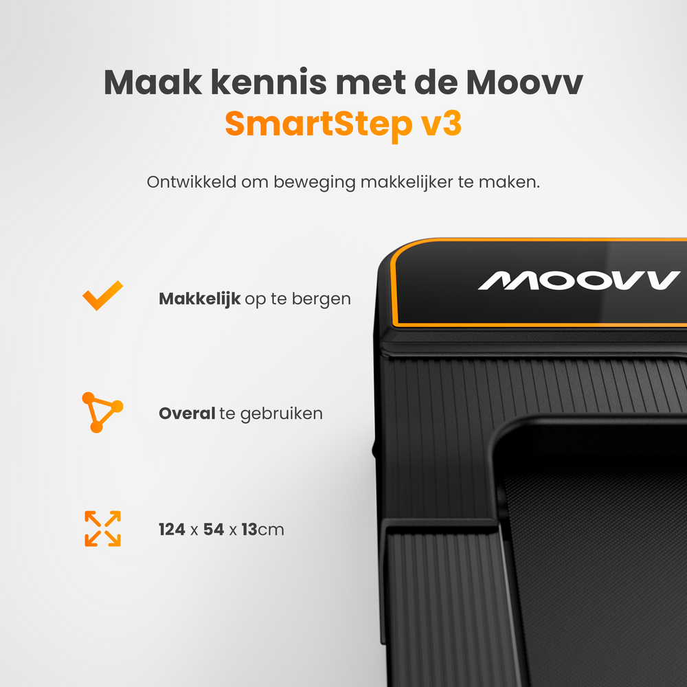Moovv SmartStep v3 Treadmill - Tapis de marche - Bureau de marche - Tapis de course 1-6km/h - Accessoires inclus