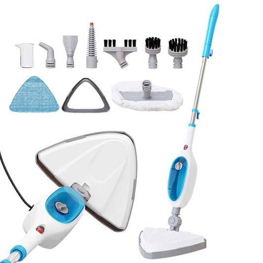 Nettoyeur Vapeur 12 en 1 – Strex - Défroisseur Manuel / Nettoyeur de Tapis / Détacheur - 1600W - Blanc et bleu