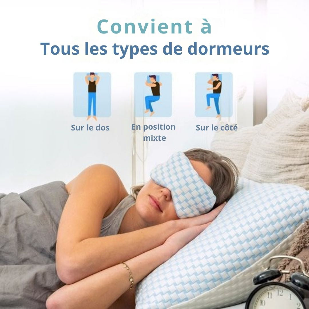 Masque de sommeil femmes & hommes EL-Life - Masque pour les yeux avec dentelle en tissu de velours - Ajustable - Bleu et blanc
