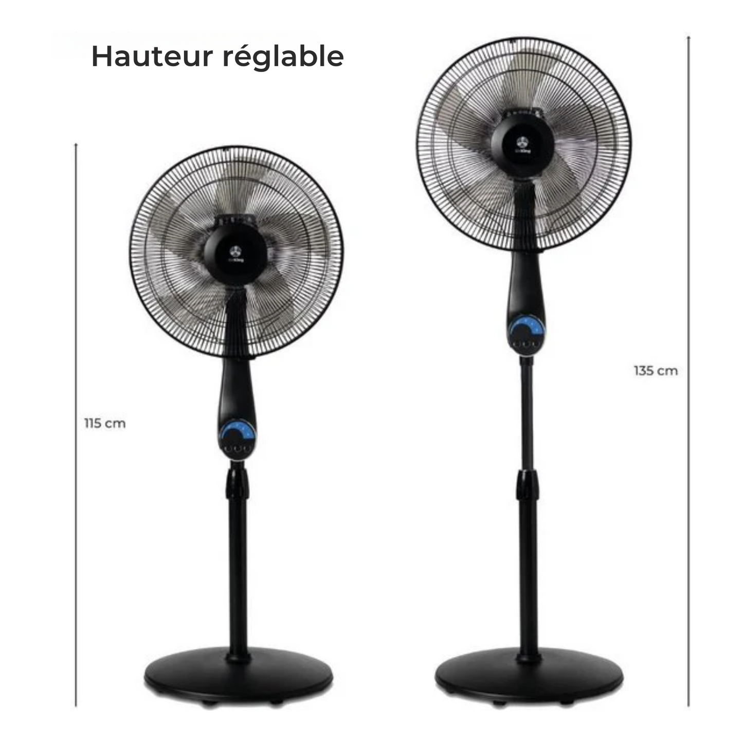 Ventilateur sur pied - Airking - Ventilateur extra-silencieux - Réglable en Hauteur - Télécommandé