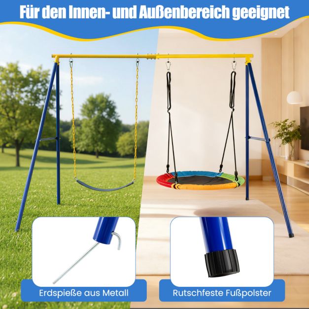 Coast A-Frame – Structure de balançoire double 249 x 185 x 181,5 cm – Bleu/Jaune